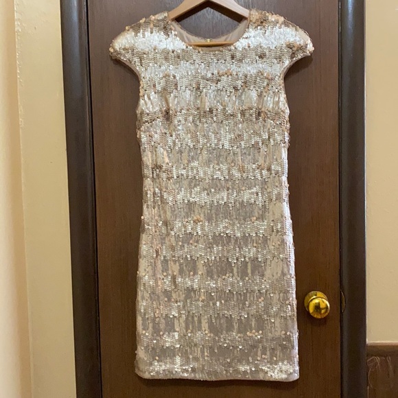 Vera Wang | Dresses | Champagne Matte Sequin Vera Wang Cocktail Dress |  Poshmark